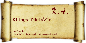 Klinga Adrián névjegykártya